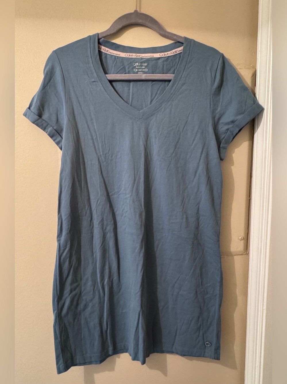 Calvin Klein Women’s Blue V-Neck T-Shirt Dress